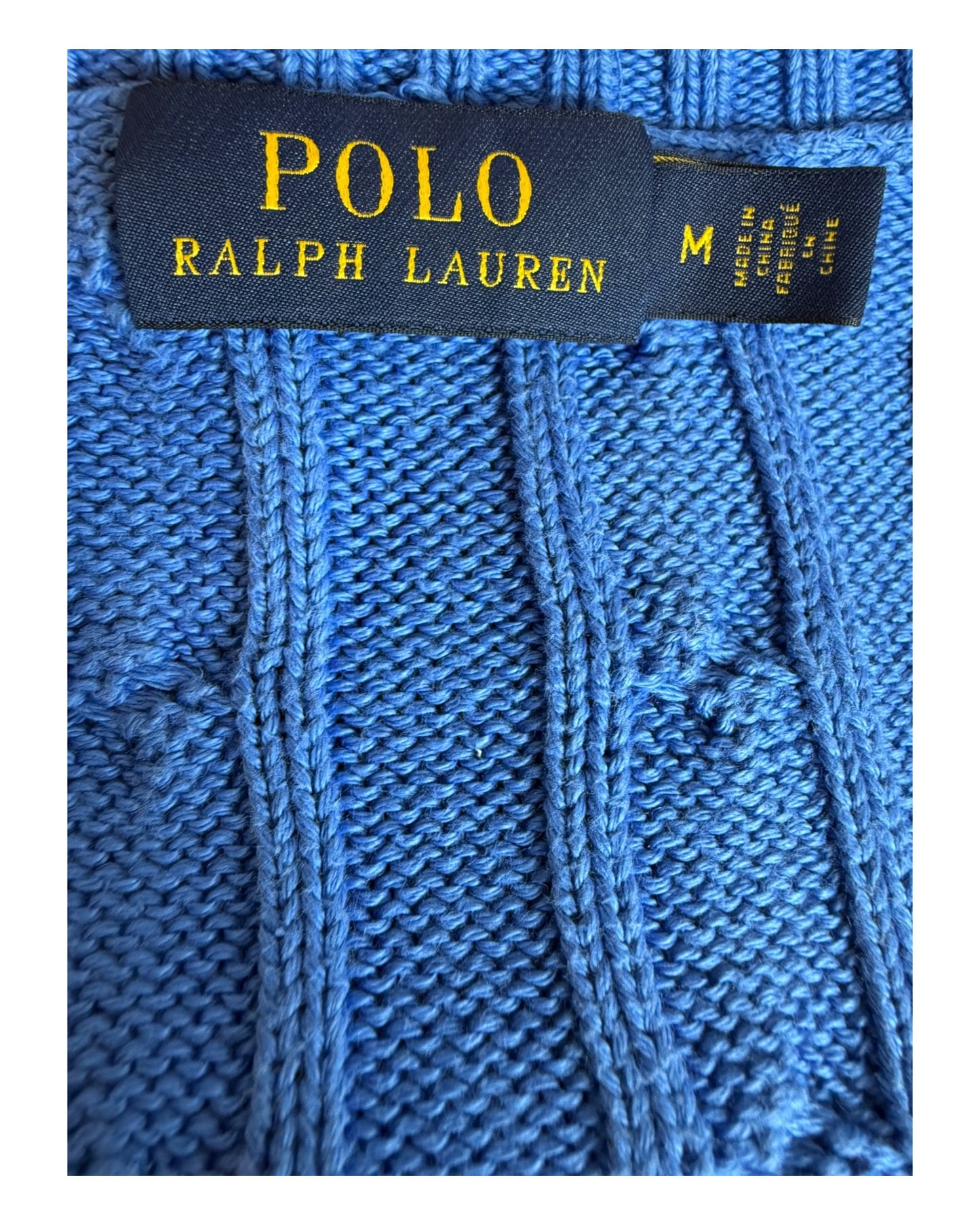 Polo Ralph Lauren Zopfmuster Pullover blau Größe M