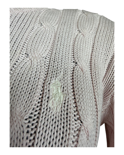 Polo Ralph Lauren Zopfmuster Pullover rosa Größe L