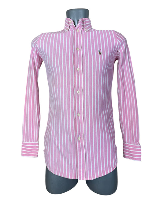 Polo Ralph Lauren Knit Oxford Bluse rosa weiß gestreift Größe S