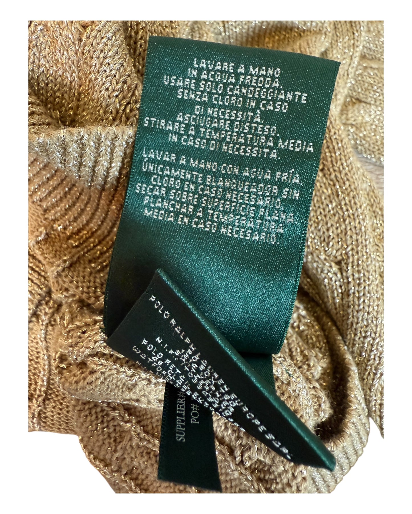 Polo Ralph Lauren Zopfmuster Pullover gold Größe S