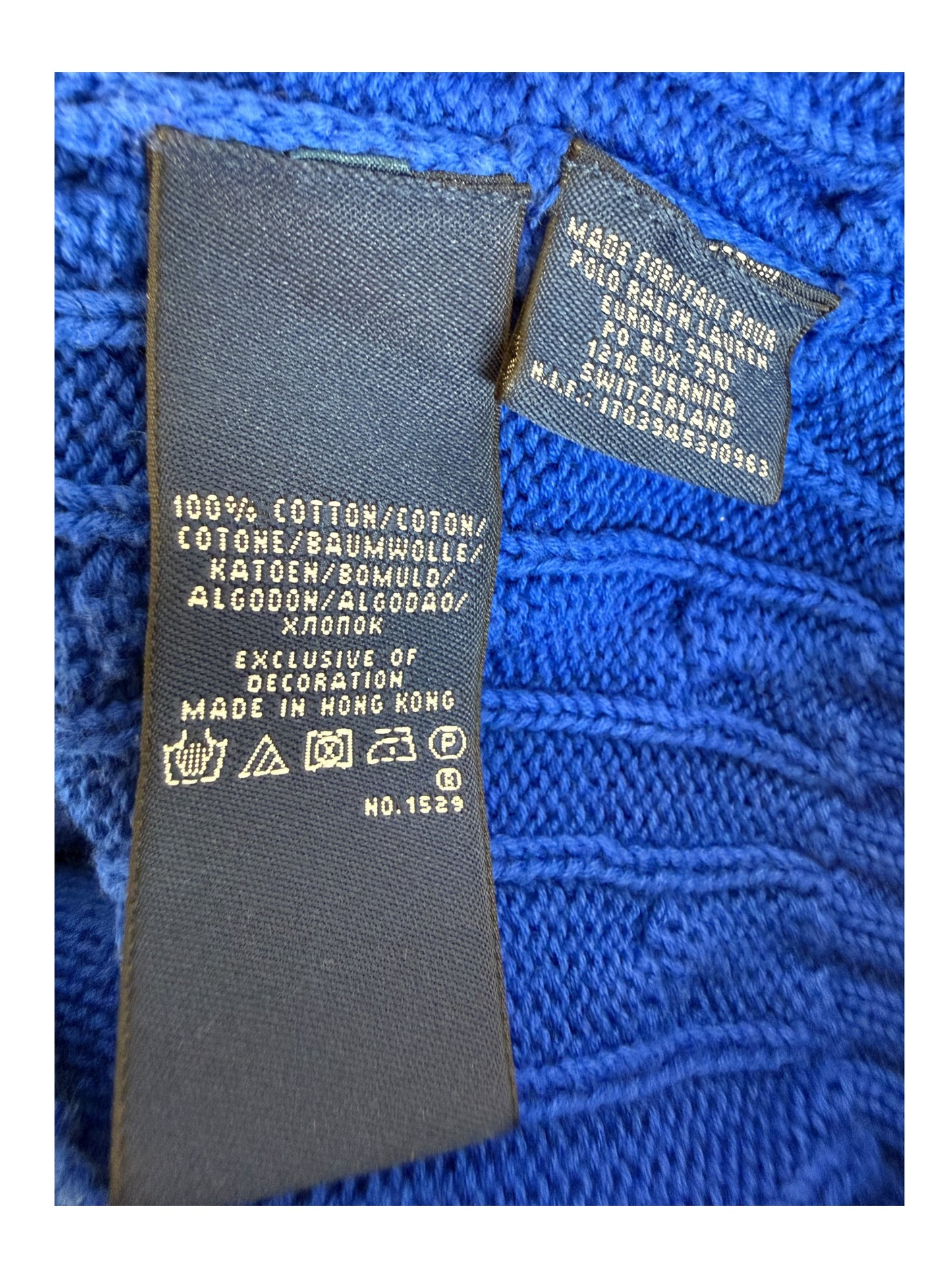 Polo Ralph Lauren Zopfmuster Pullover blau Größe M