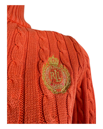 Polo Ralph Lauren Zopfmuster Strickjacke orange Größe S
