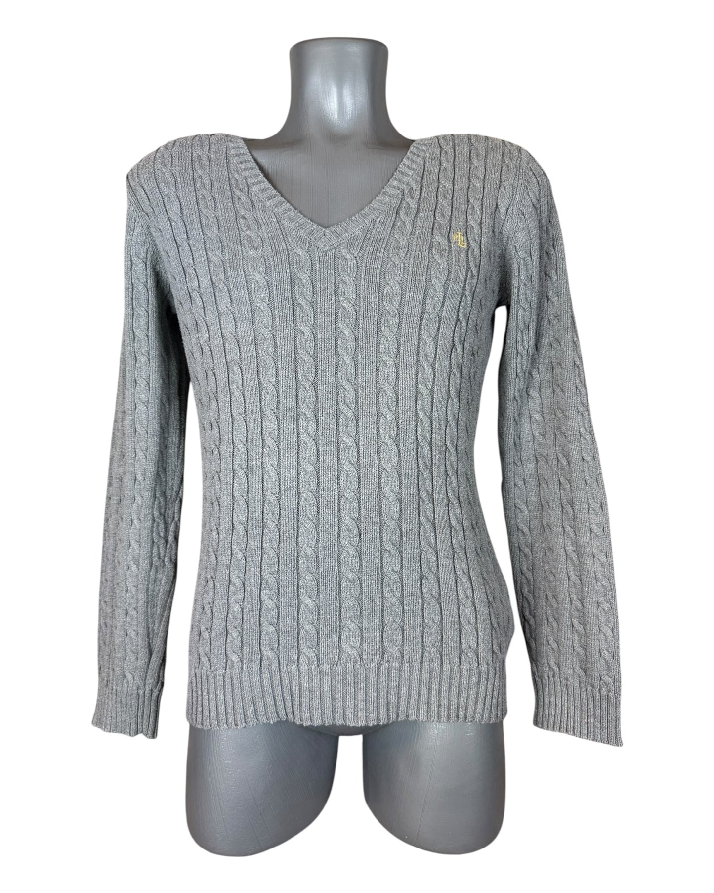 Polo Ralph Lauren Zopfmuster Pullover grau Größe M