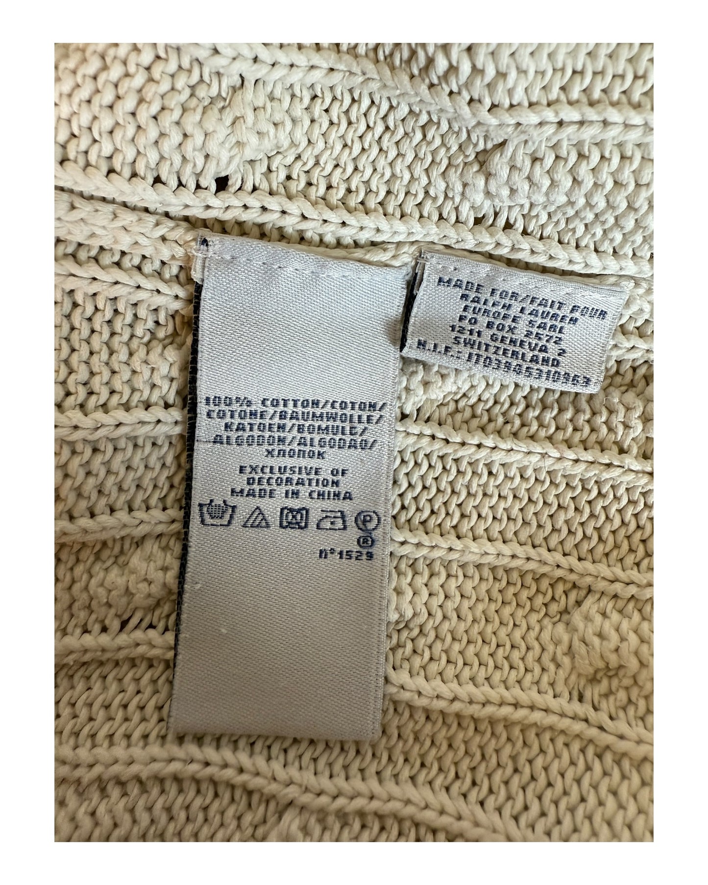 Polo Ralph Lauren Zopfmuster Pullover creme Größe M