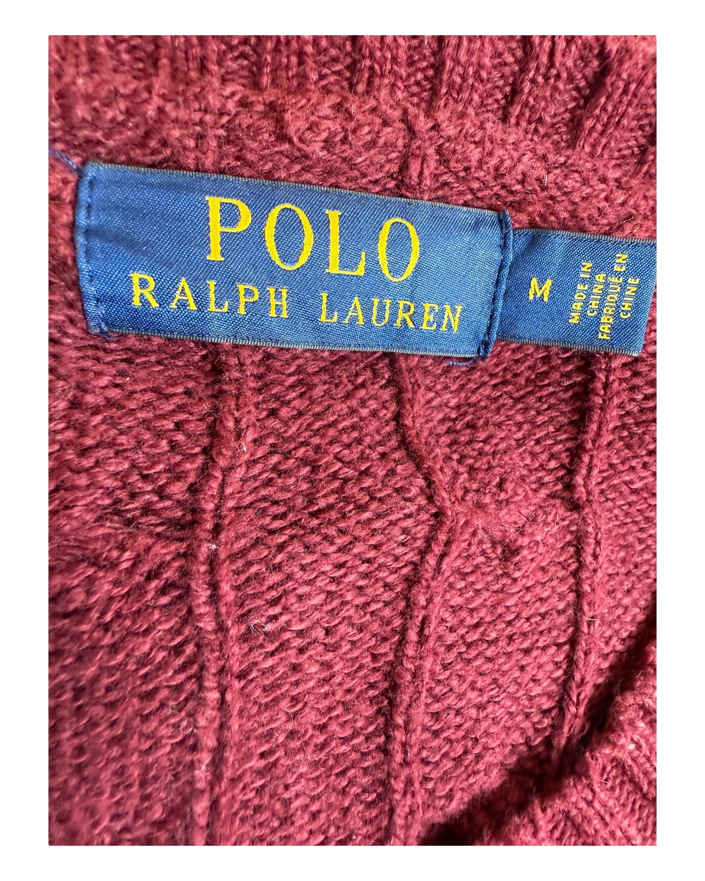 Polo Ralph Lauren Zopfmuster Pullover bordeauxrot Größe M