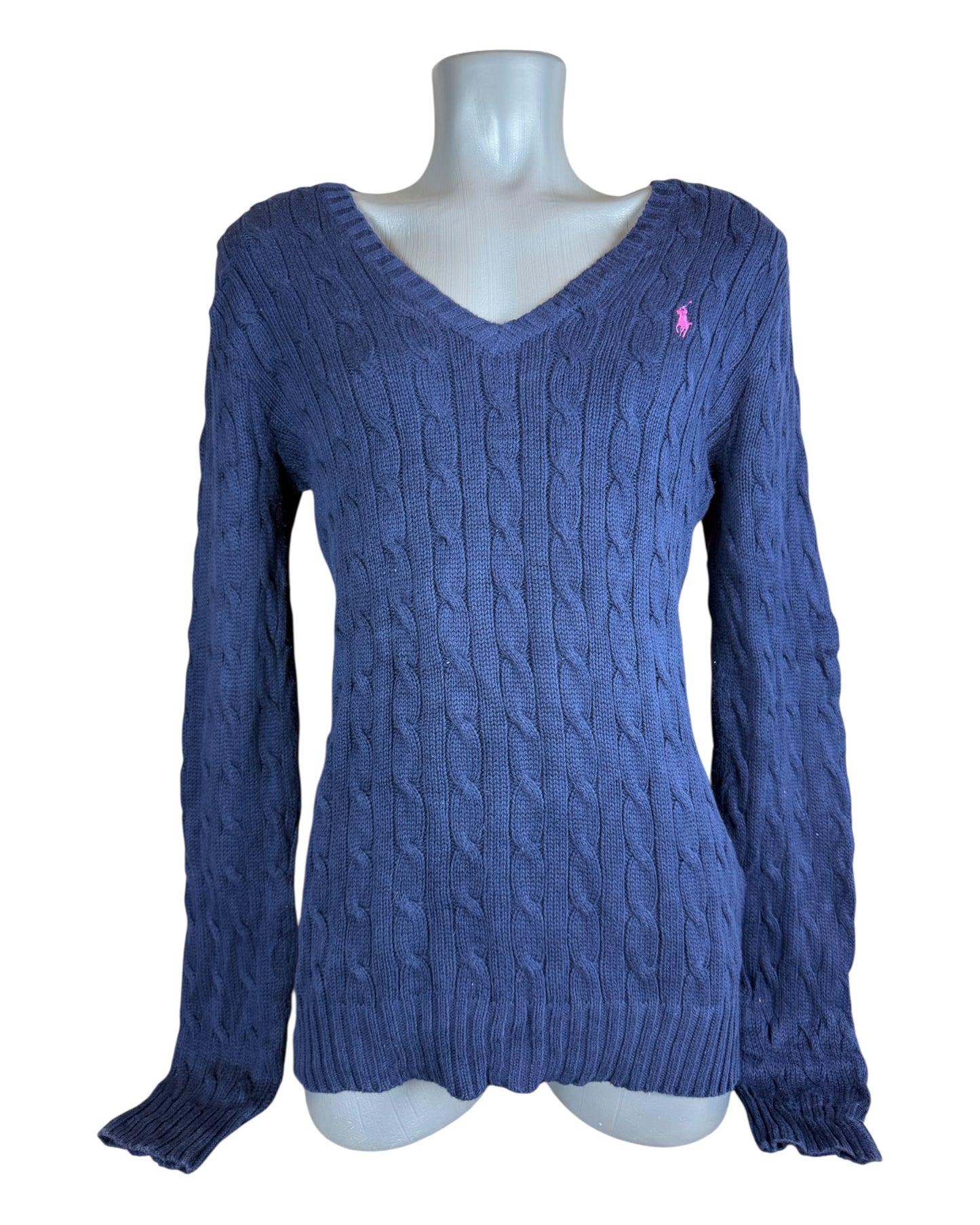 Polo Ralph Lauren Zopfmuster Pullover marineblau Größe M