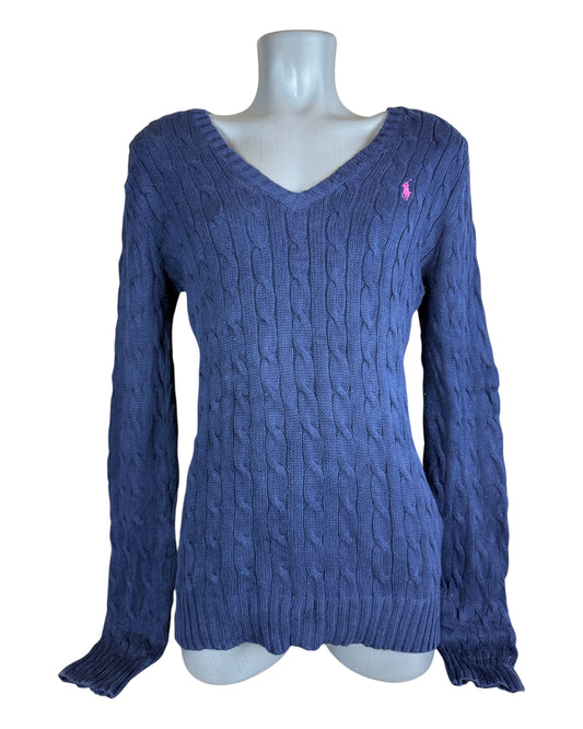 Polo Ralph Lauren Zopfmuster Pullover marineblau Größe M