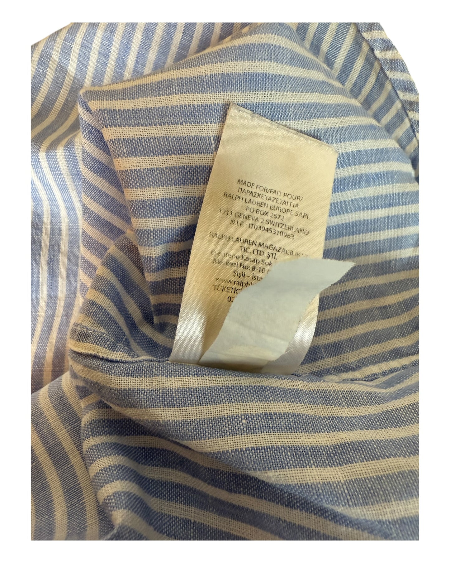 Polo Ralph Lauren Leinenhemd blau weiß gestreift Größe M
