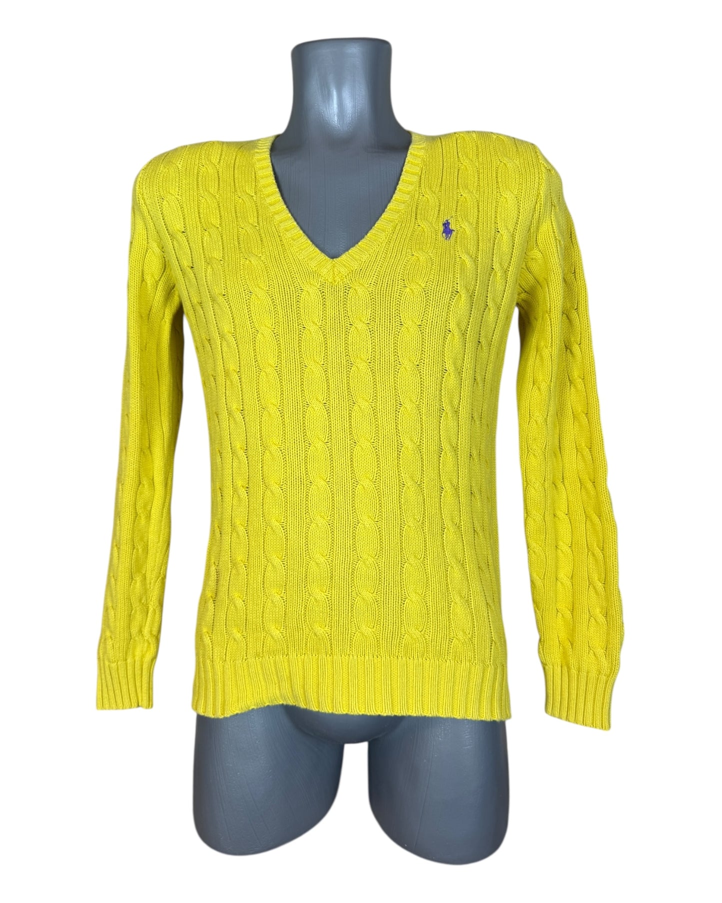 Polo Ralph Lauren Zopfmuster Pullover gelb Größe S