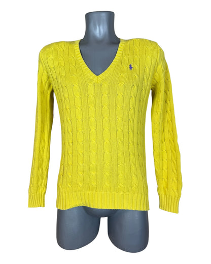Polo Ralph Lauren Zopfmuster Pullover gelb Größe S