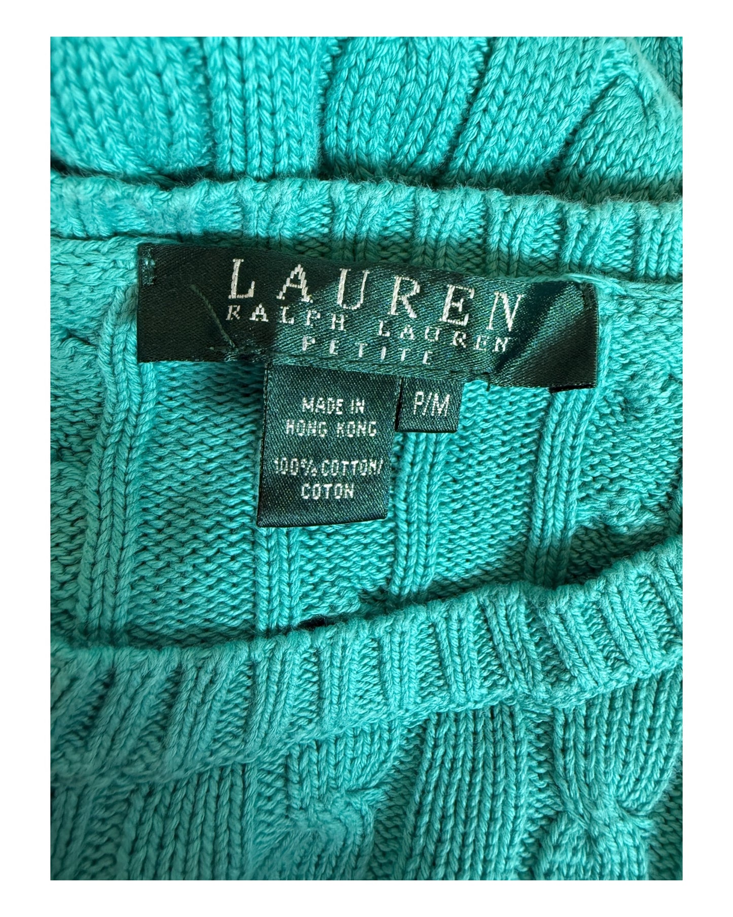 Polo Ralph Lauren Zopfmuster Pullover türkis Größe M