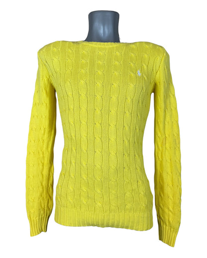 Polo Ralph Lauren Zopfmuster Pullover gelb Größe S