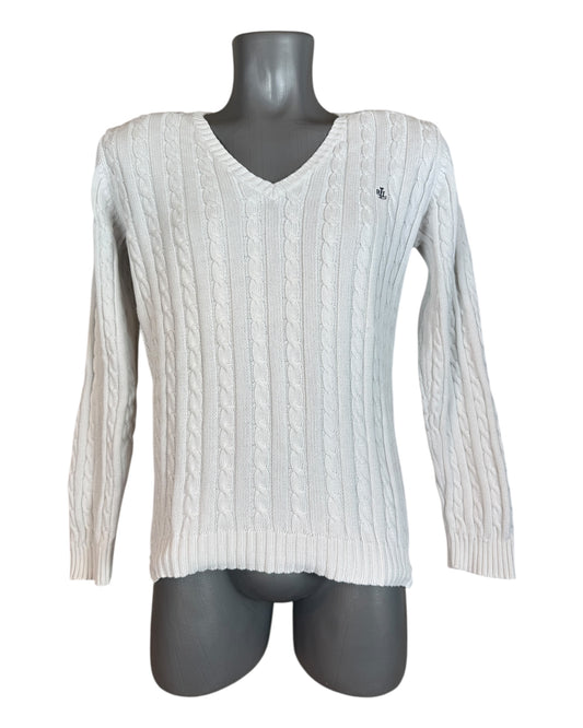 Polo Ralph Lauren Zopfmuster Pullover weiß Größe M