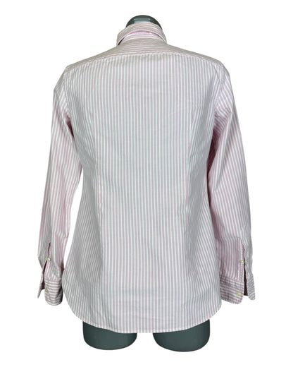 Polo Ralph Lauren Knit Oxford Bluse rosa weiß gestreift Größe M