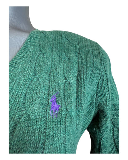 Polo Ralph Lauren Zopfmuster Pullover grün Größe S