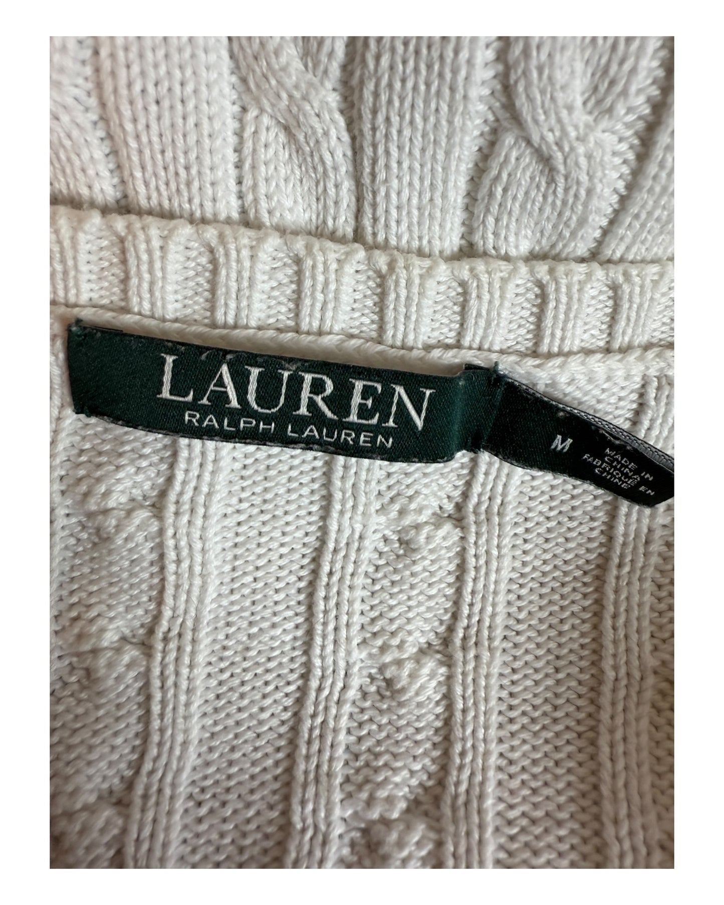 Polo Ralph Lauren Zopfmuster Pullover weiß Größe M