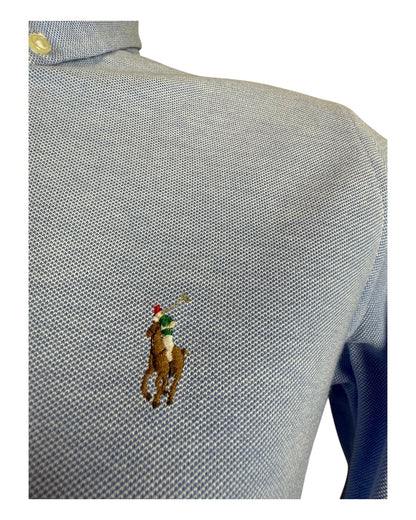 Polo Ralph Lauren Knit Oxford Bluse hellblau Größe M