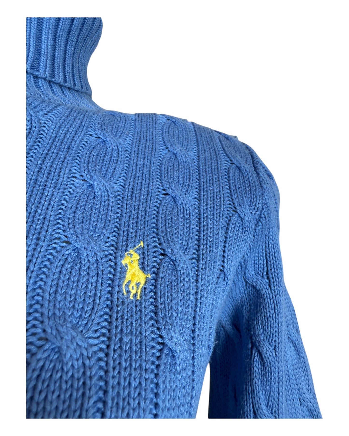 Polo Ralph Lauren Zopfmuster Rollkragenpullover blau Größe M