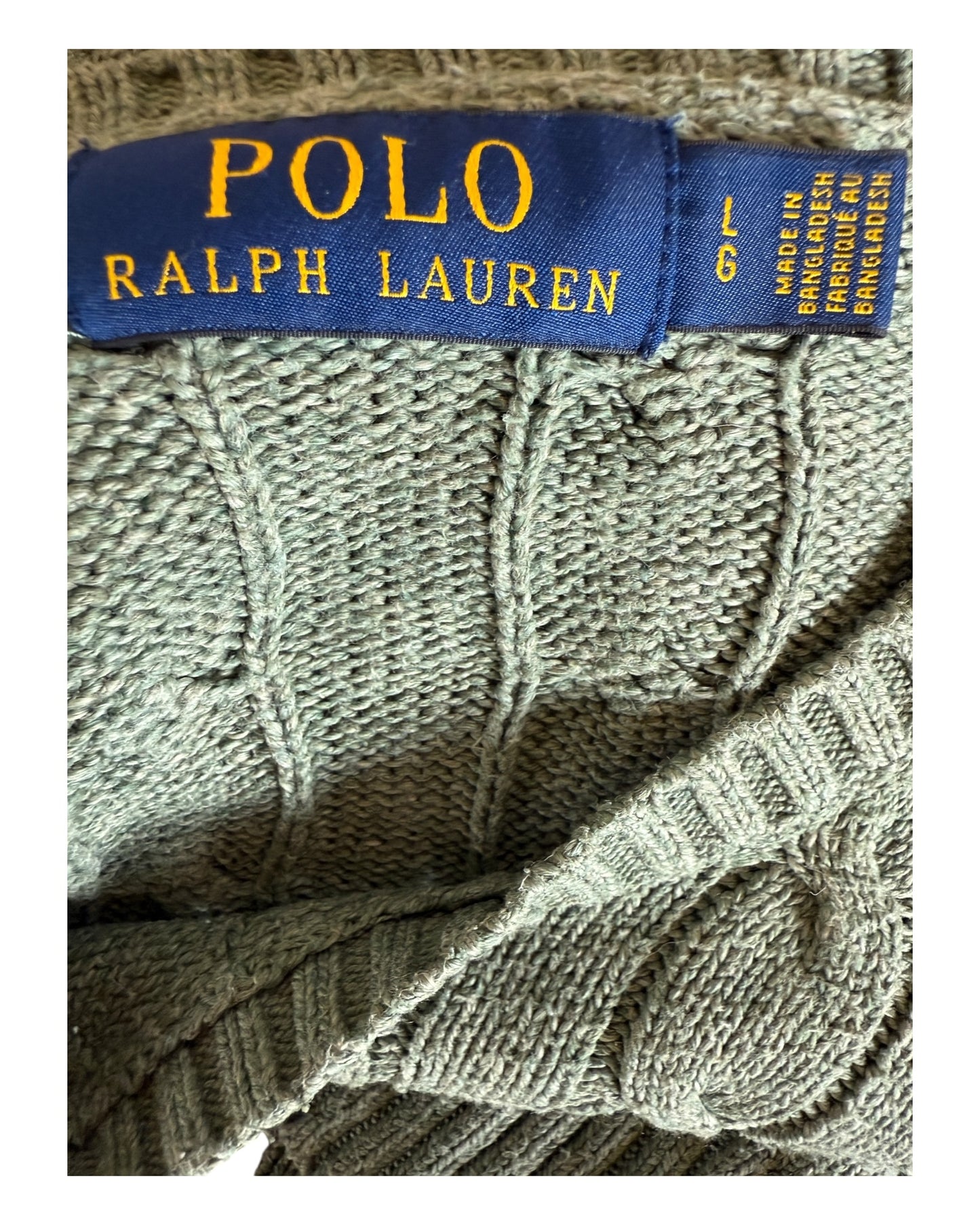 Polo Ralph Lauren Zopfmuster Pullover grün Größe L