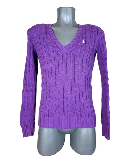 Polo Ralph Lauren Zopfmuster Pullover Lila Größe M