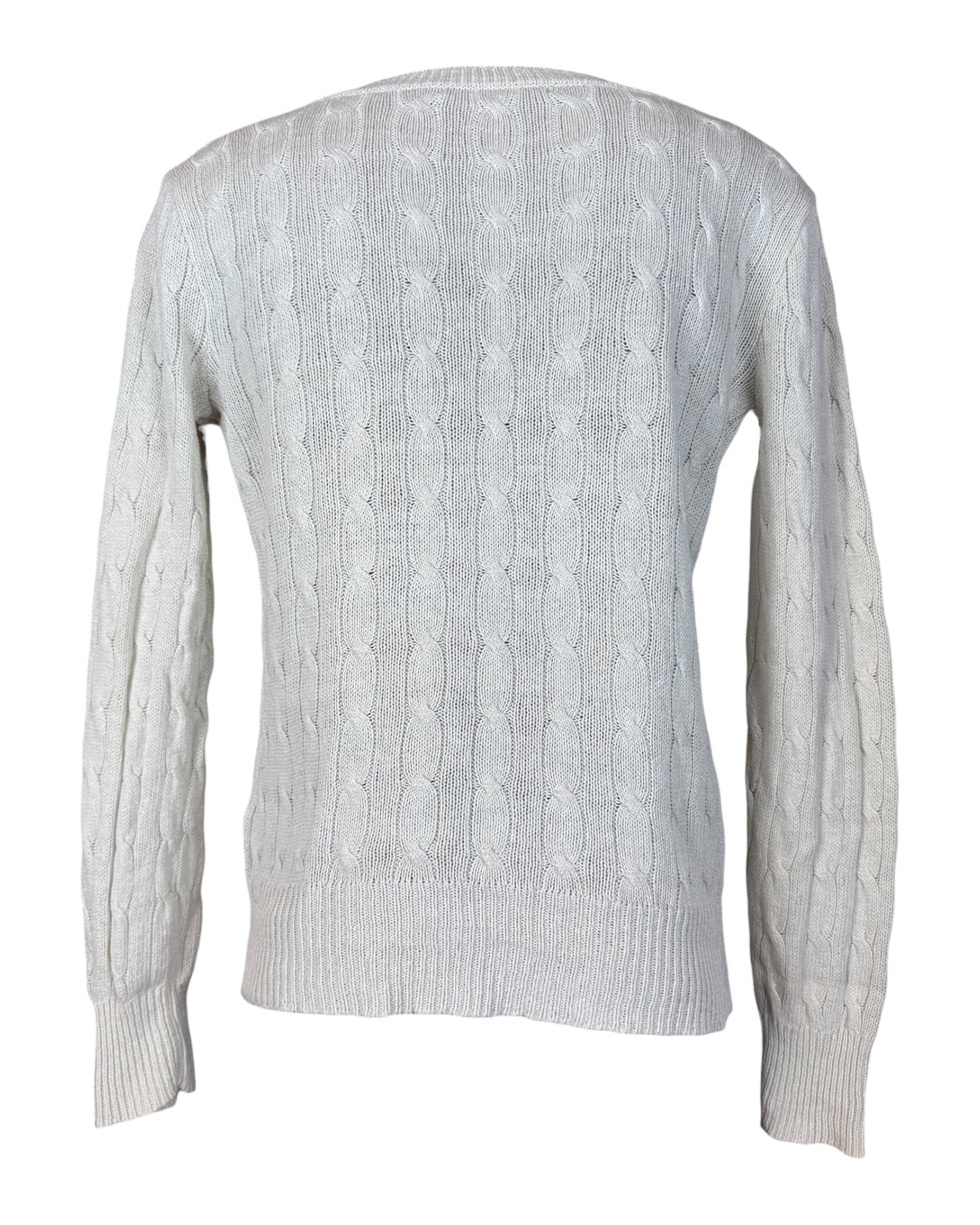 Polo Ralph Lauren Zopfmuster Pullover weiß Größe M