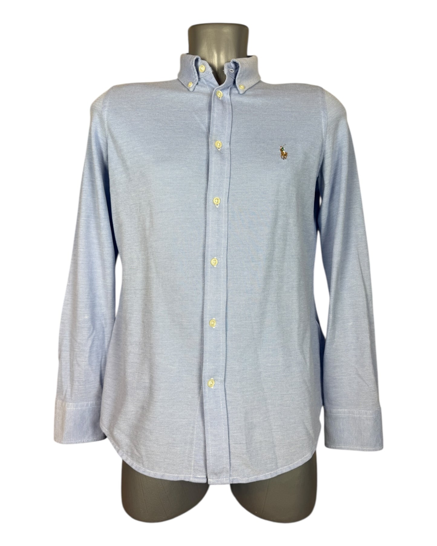 Polo Ralph Lauren Knit Oxford Bluse hellblau Größe L