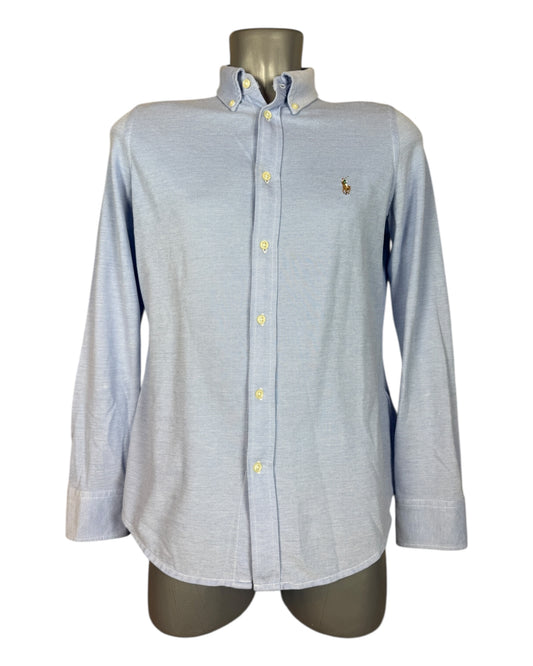 Polo Ralph Lauren Knit Oxford Bluse hellblau Größe L