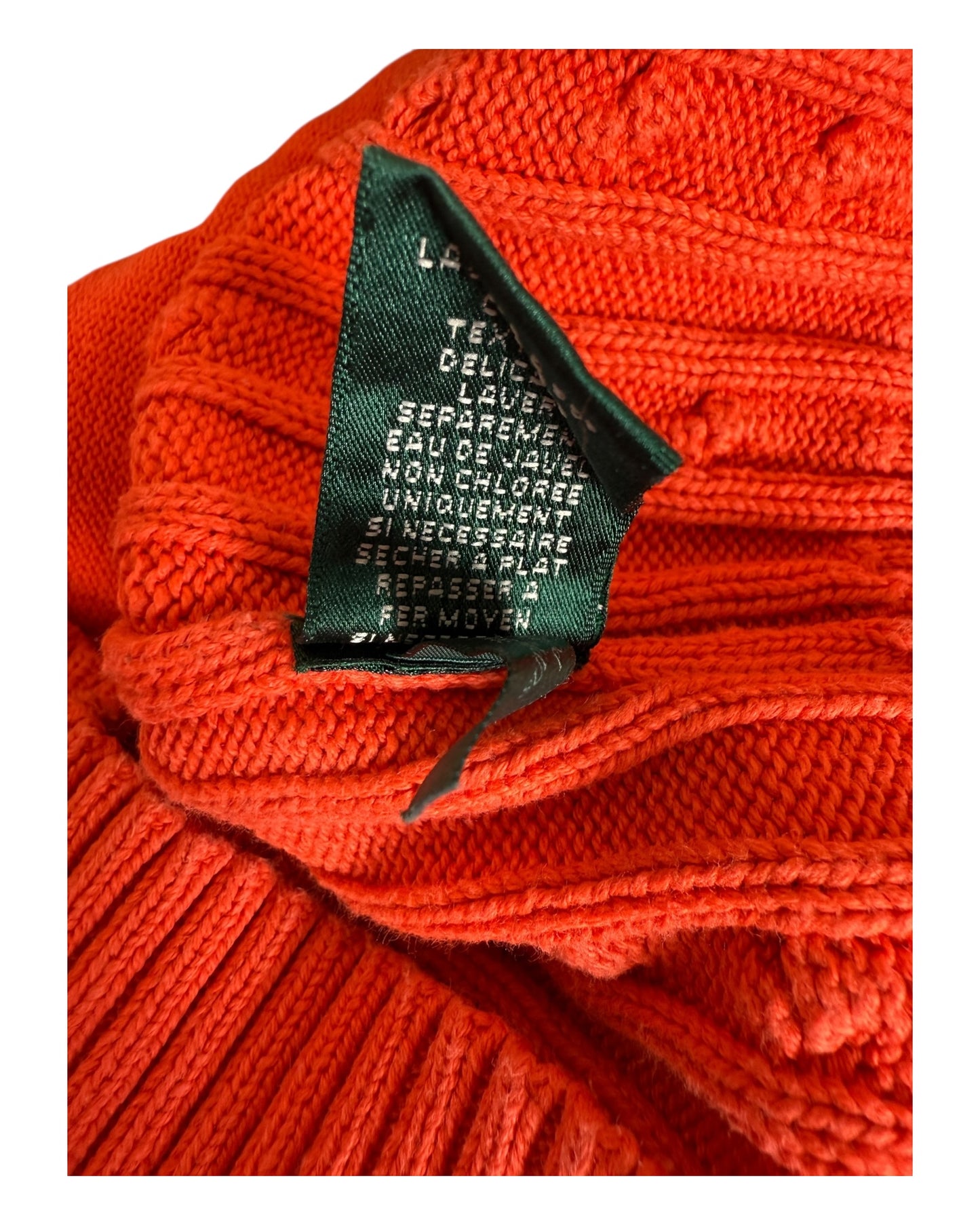 Polo Ralph Lauren Zopfmuster Strickjacke orange Größe S