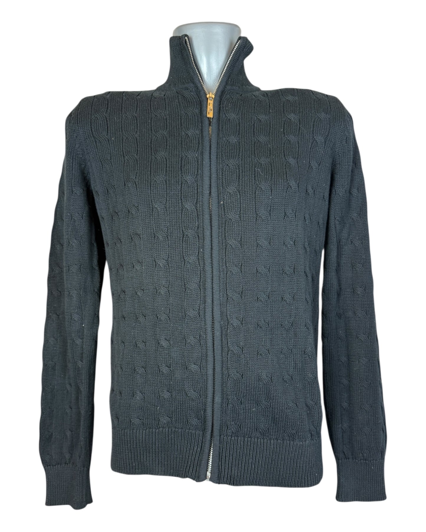 Polo Ralph Lauren Zopfmuster Strickjacke schwarz Größe M