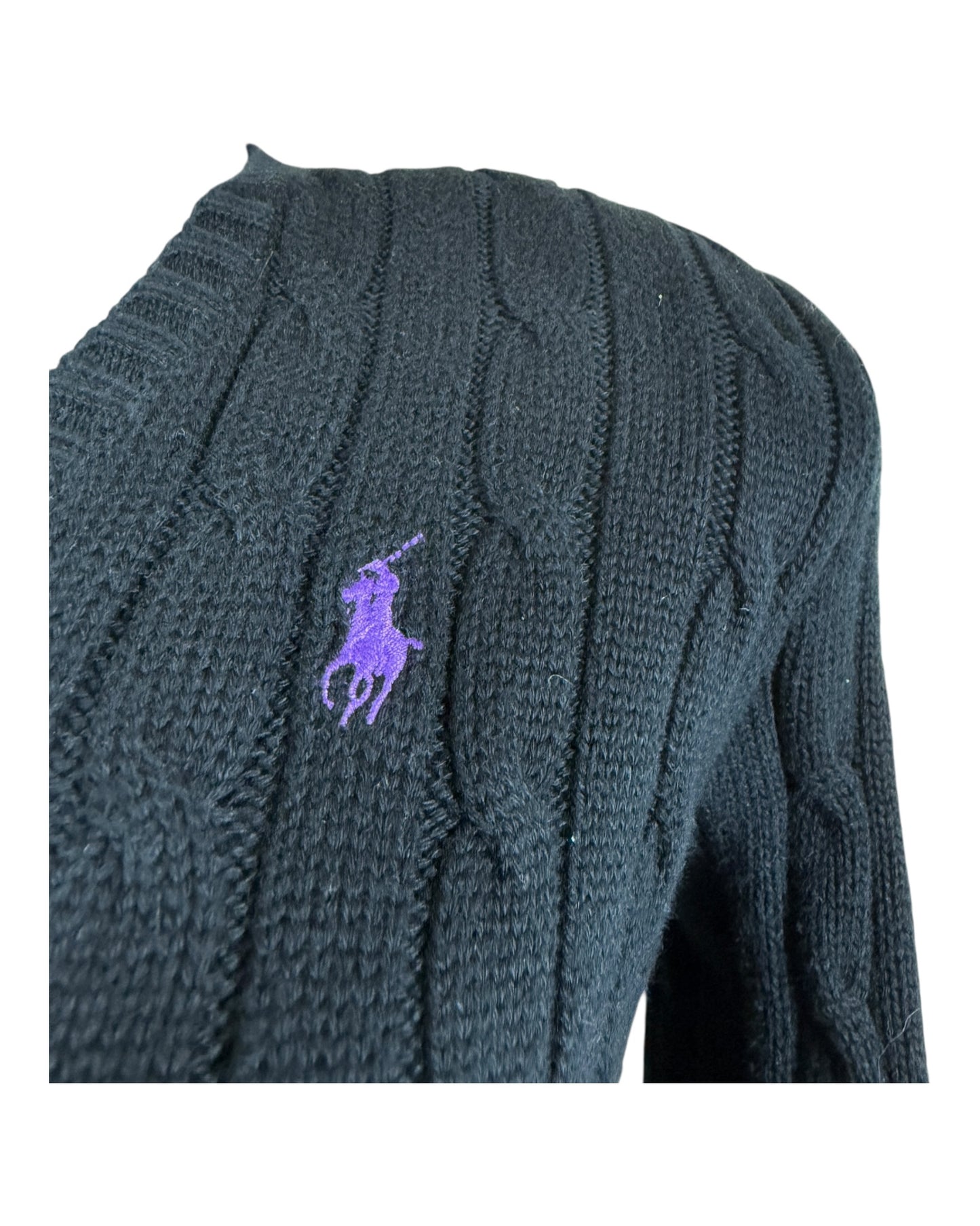 Polo Ralph Lauren Zopfmuster Pullover schwarz Größe S