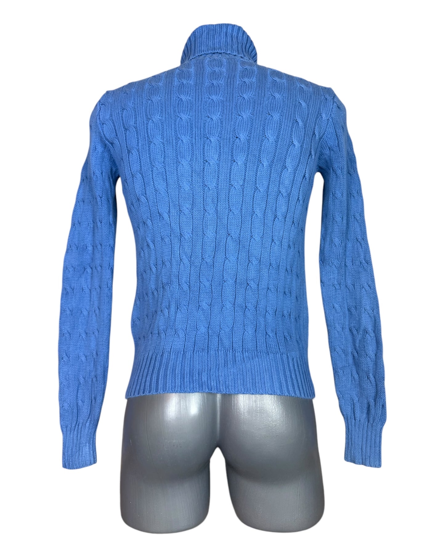 Polo Ralph Lauren Zopfmuster Rollkragenpullover blau Größe M
