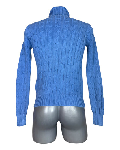 Polo Ralph Lauren Zopfmuster Rollkragenpullover blau Größe M