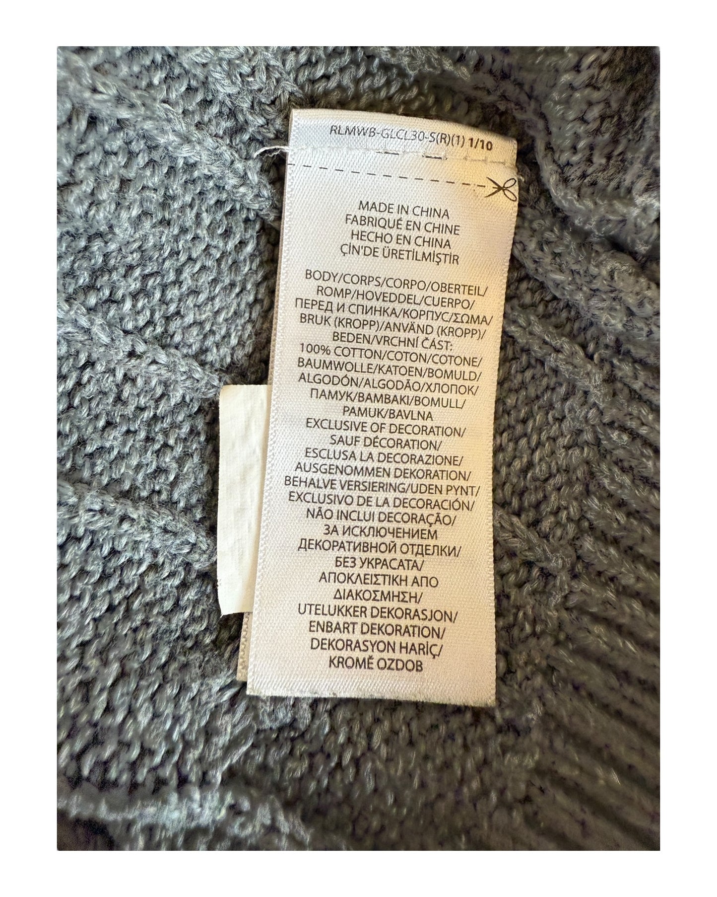 Polo Ralph Lauren Zopfmuster Pullover grau Größe M