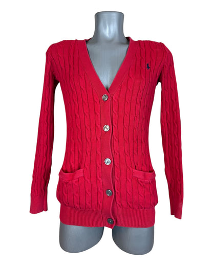 Polo Ralph Lauren Zopfmuster Cardigan rot Größe M