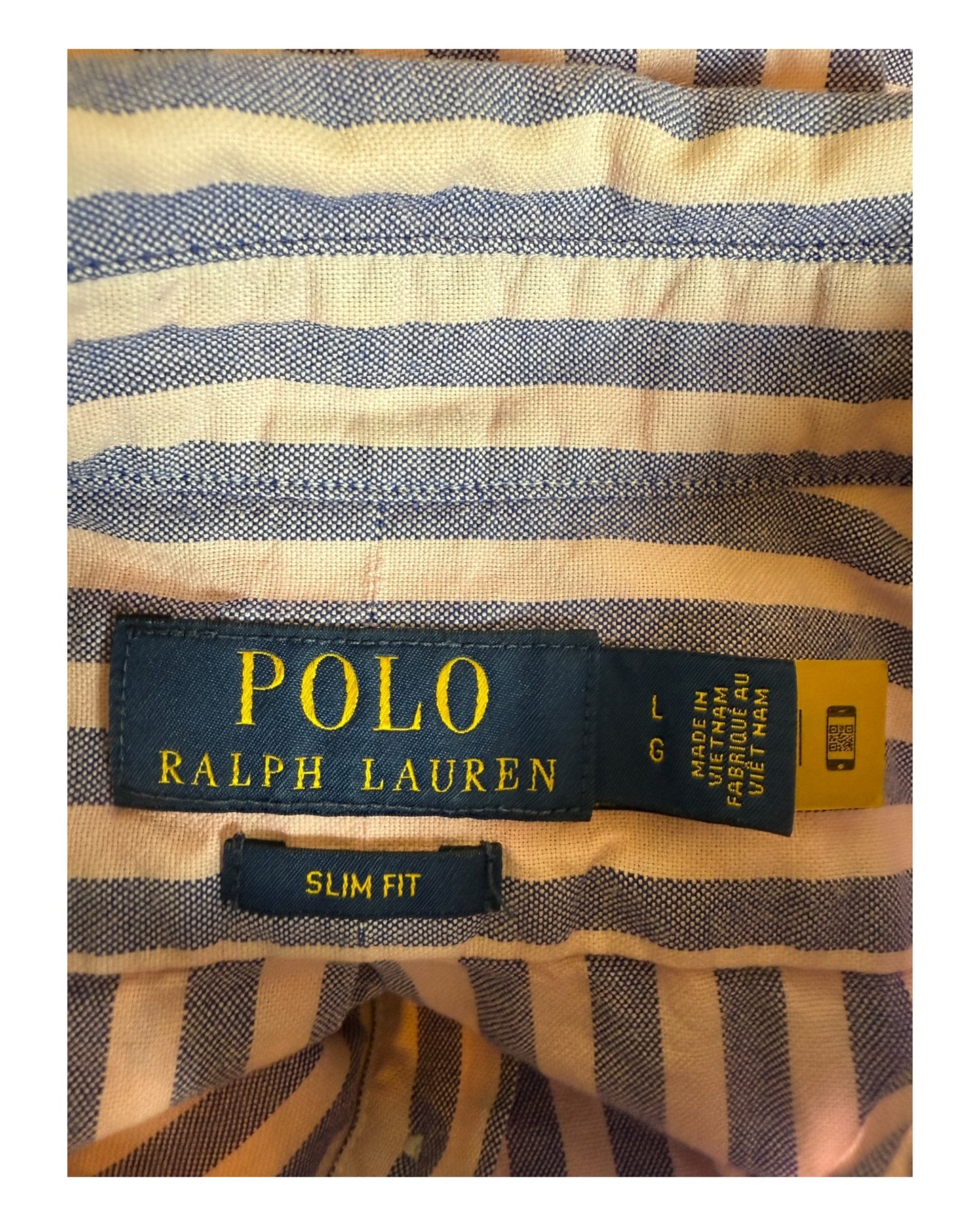 Polo Ralph Lauren Oxfordhemd hellblau rosa gestreift Größe L