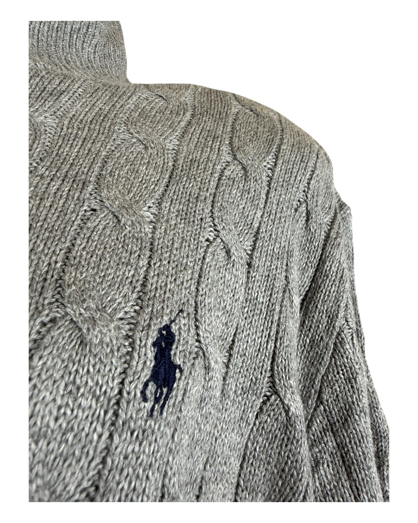 Polo Ralph Lauren Zopfmuster Half Zip Pullover grau Größe XL