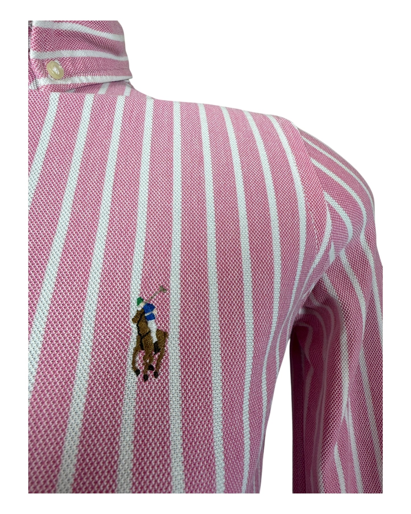 Polo Ralph Lauren Knit Oxford Bluse rosa weiß gestreift Größe S