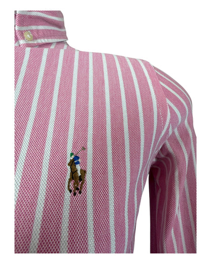 Polo Ralph Lauren Knit Oxford Bluse rosa weiß gestreift Größe S