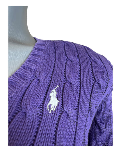 Polo Ralph Lauren Zopfmuster Pullover violett Größe S