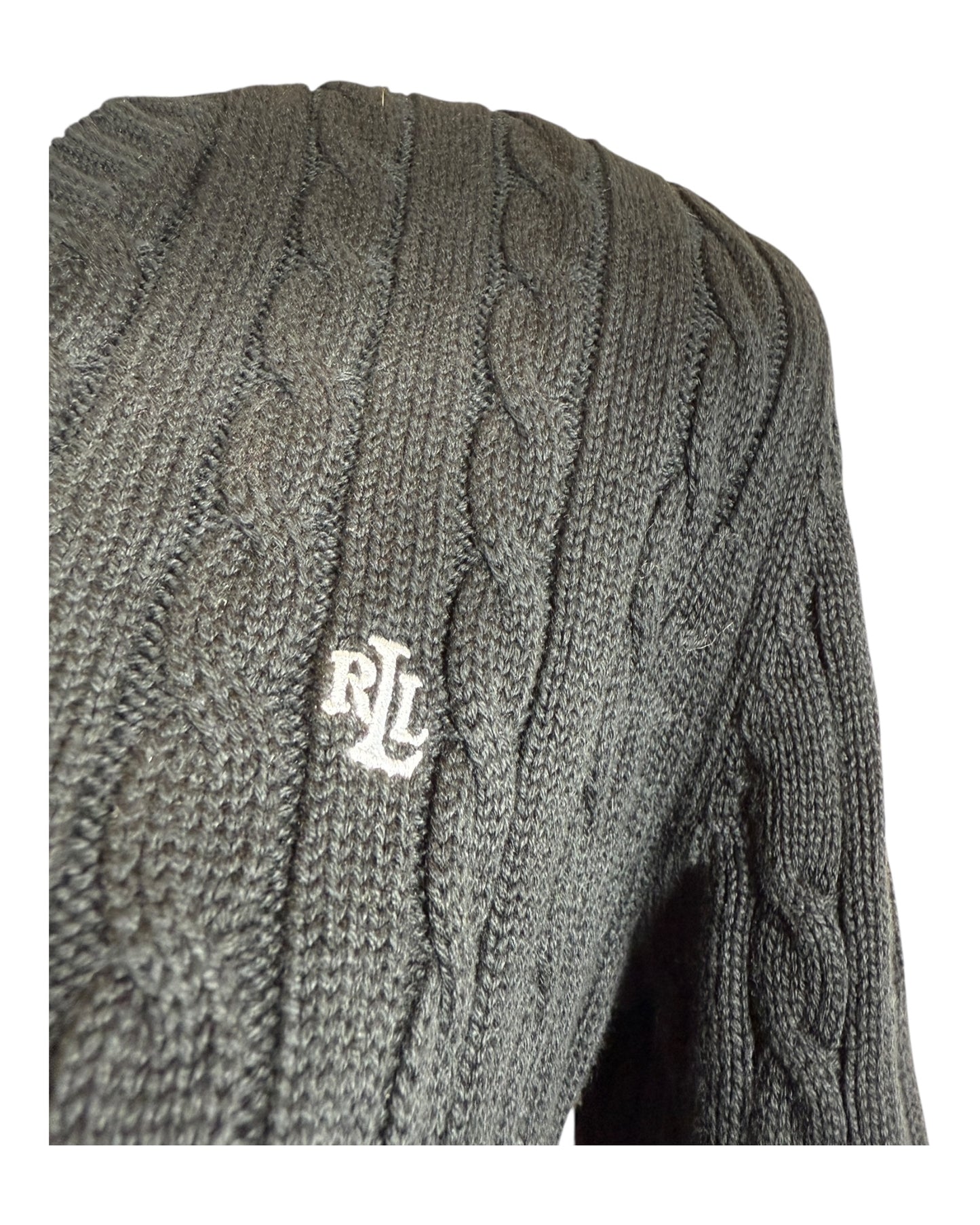 Polo Ralph Lauren Zopfmuster Pullover schwarz Größe M
