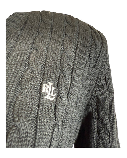 Polo Ralph Lauren Zopfmuster Pullover schwarz Größe M