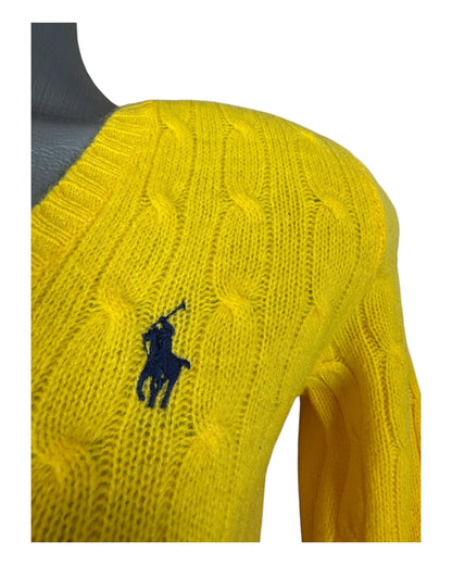 Polo Ralph Lauren Zopfmuster Pullover gelb Größe S