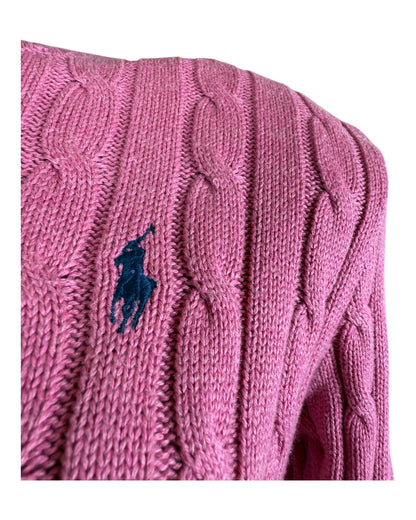 Polo Ralph Lauren Zopfmuster Pullover rosa Größe S