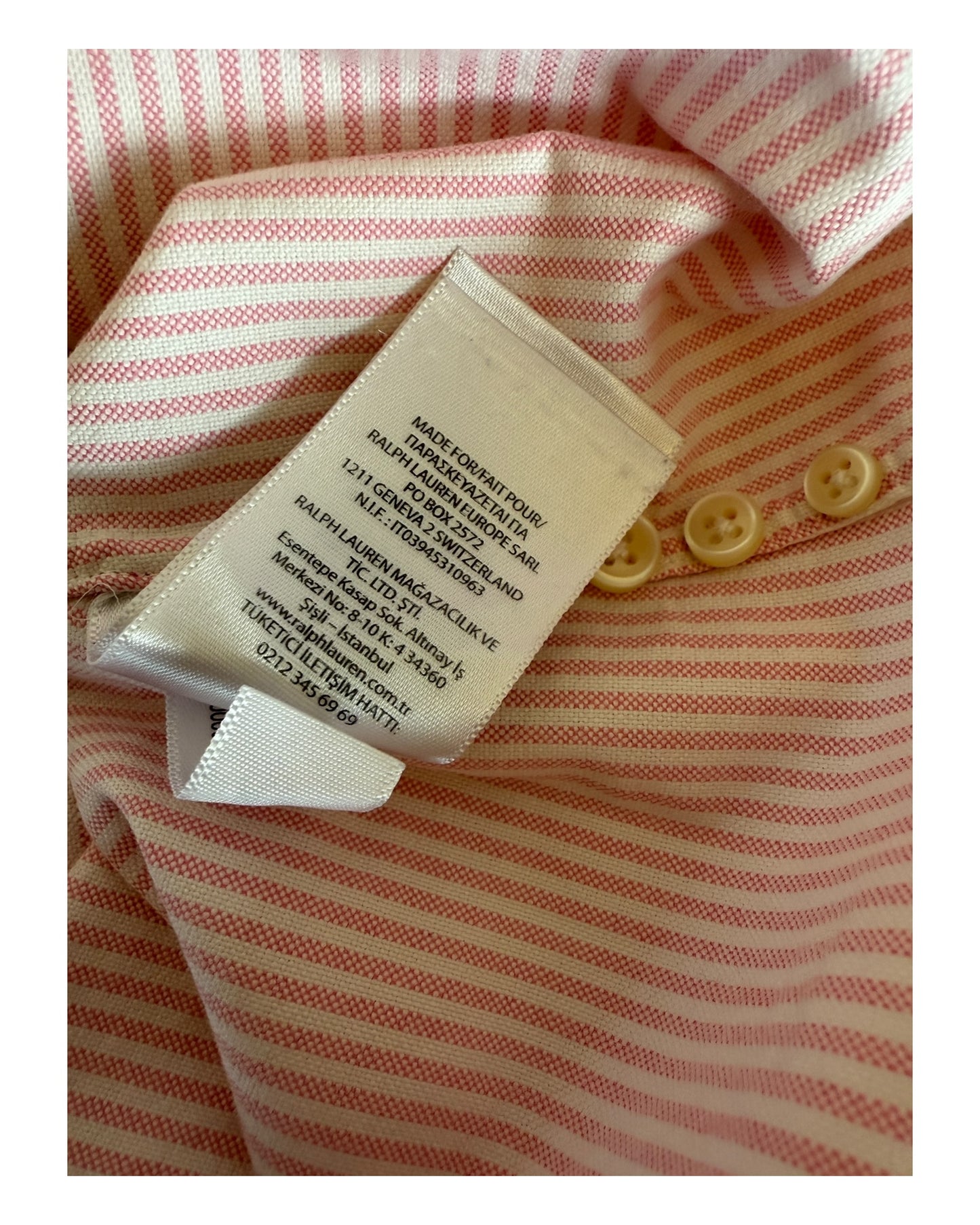 Polo Ralph Lauren Oxford Bluse rosa weiß gestreift Größe S