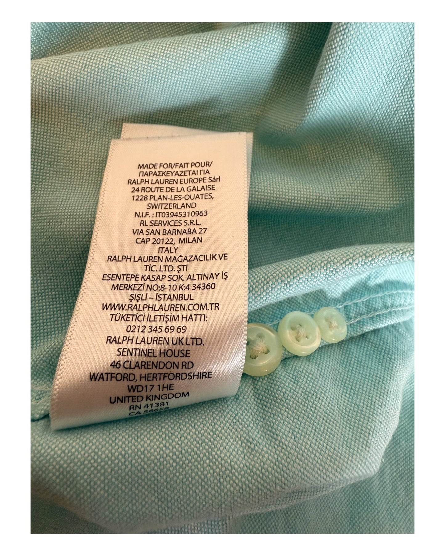 Polo Ralph Lauren Oxfordhemd türkis Größe L