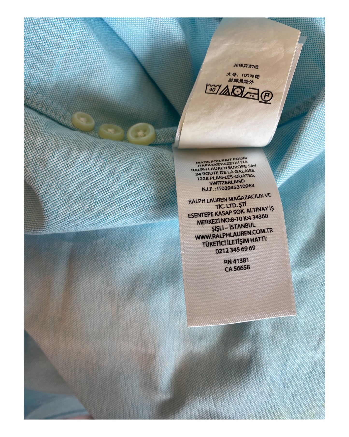 Polo Ralph Lauren Oxfordhemd türkis Größe L
