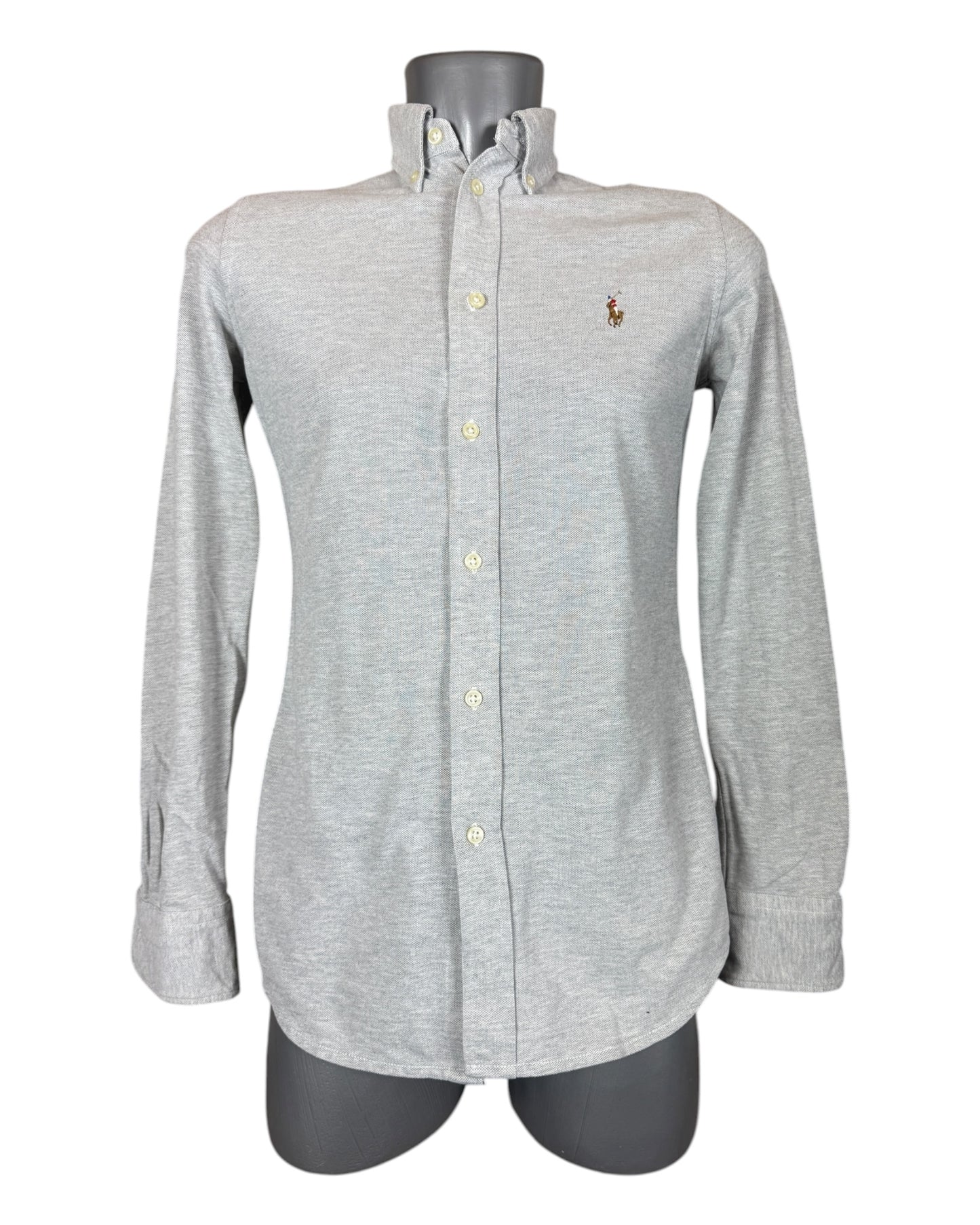 Polo Ralph Lauren Knit Oxford Bluse grau Größe S