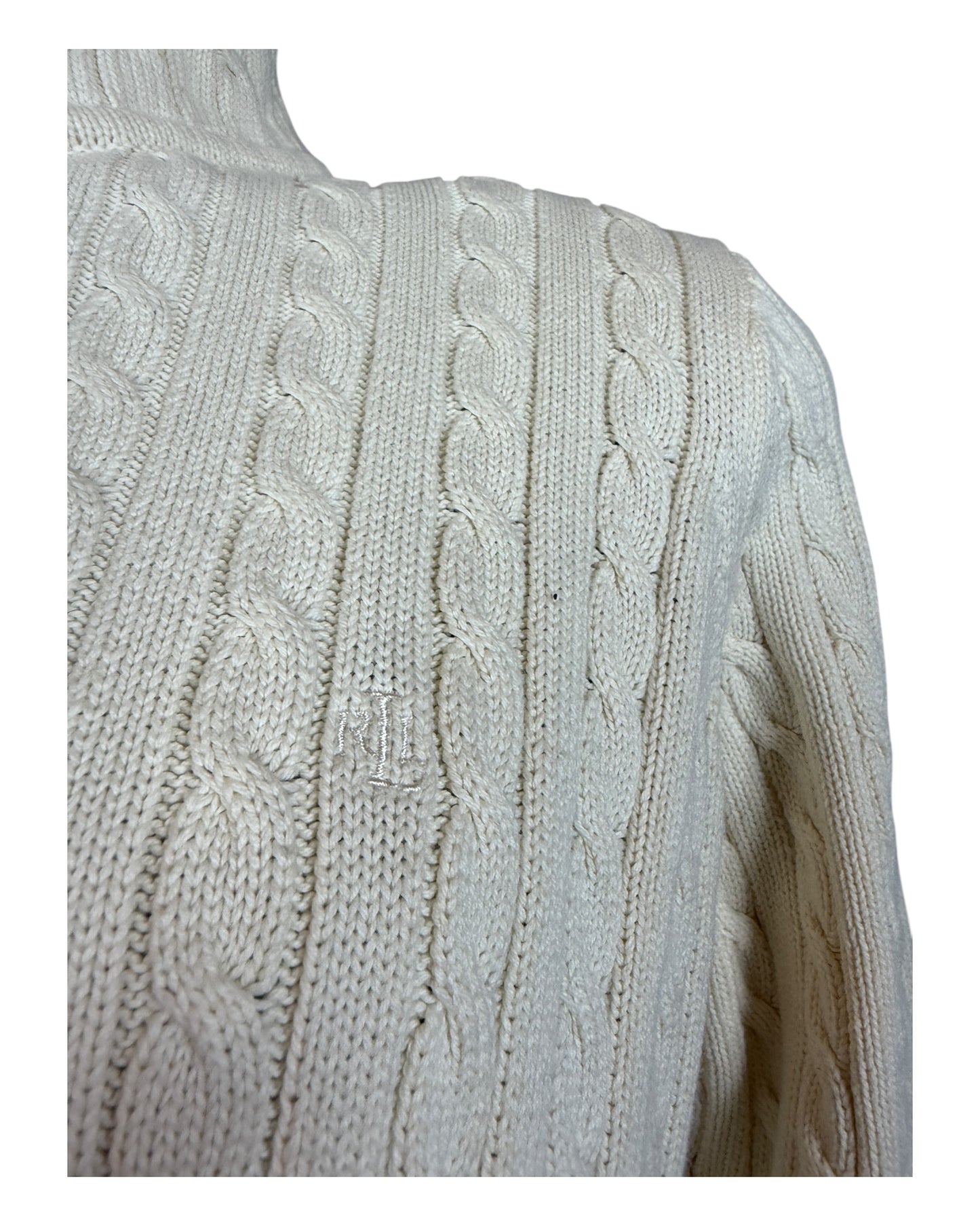 Polo Ralph Lauren Zopfmuster Strickjacke weiß Größe M