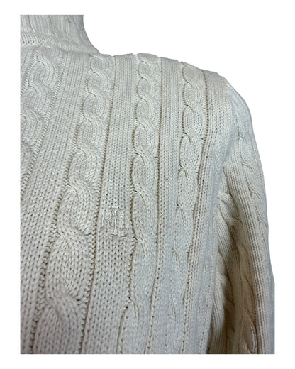 Polo Ralph Lauren Zopfmuster Strickjacke weiß Größe M