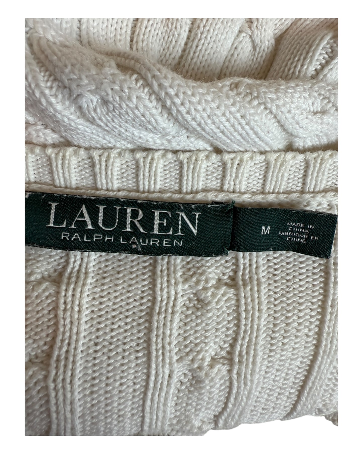 Polo Ralph Lauren Zopfmuster Pullover weiß Größe M